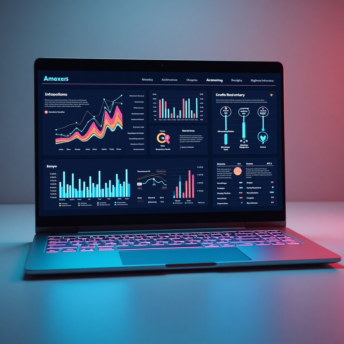Gráficos e dados em uma tela de computador